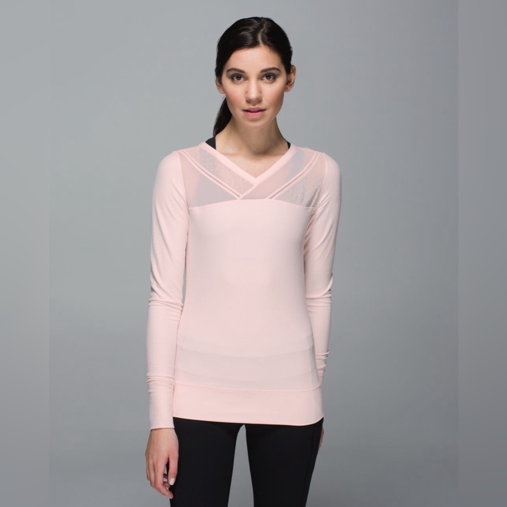 Lululemon Just Breathe Long Sleeve, Heathered Parfait Pink, Size 6